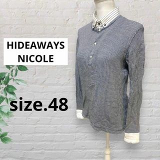 HIDEAWAYS NICOLEハイダウェイニコル 重ね着風ブラウス千鳥柄 48(シャツ)