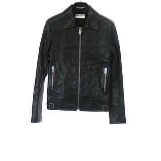 サンローラン(Saint Laurent)のSAINT LAURENT PARIS サンローラン パリ 13AW カーフスキン シングル レザーライダースジャケット ブラック 42(レザージャケット)