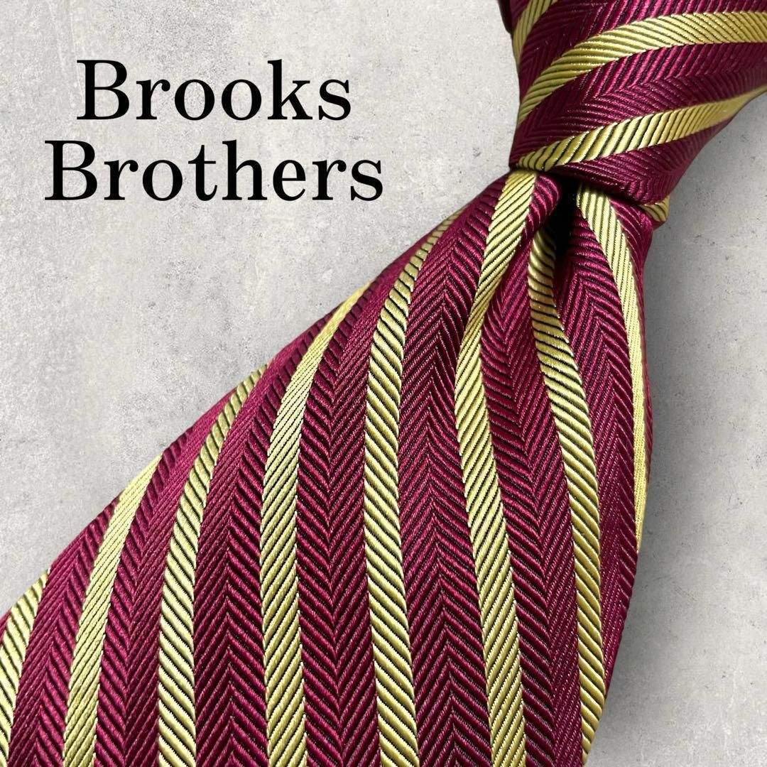 美品 Brooks Brothers レップタイ ヘリンボーン ストライプ