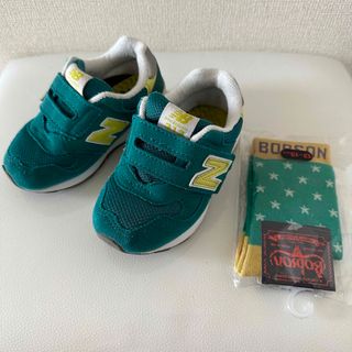 ニューバランス(New Balance)のニューバランスベビースニーカーIO313グリーン14cm おまけ新品ソックス付き(スニーカー)