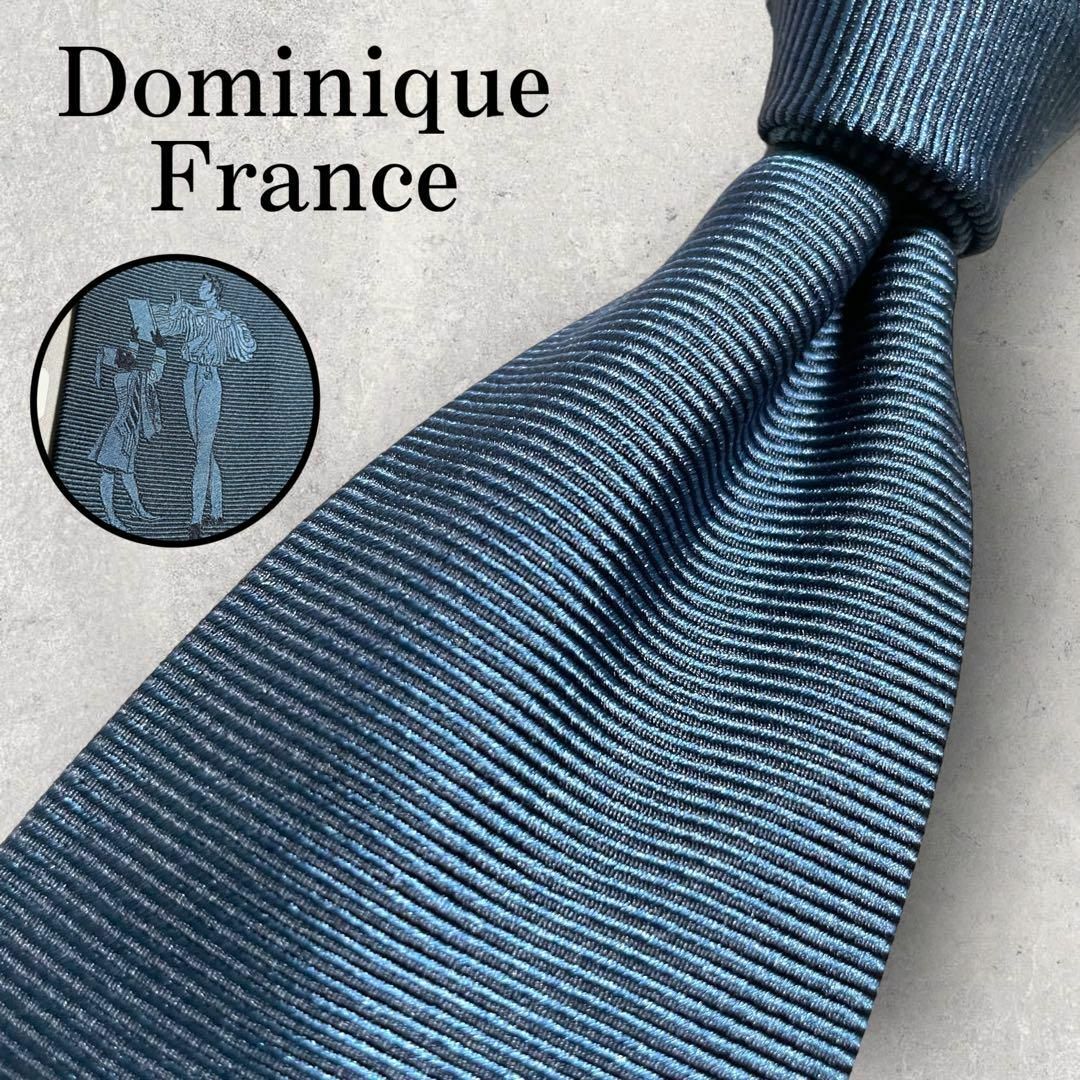 美品 Dominique France ソリッドタイ バレリーナ ネクタイ 紺