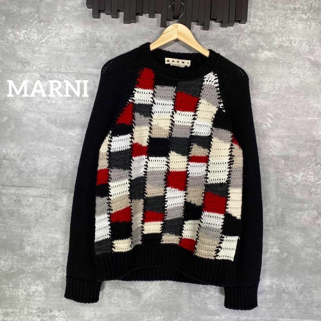 カラーマルチカラー『MARNI』マルニ (48) カラーブロックセーター / 切り替えニット