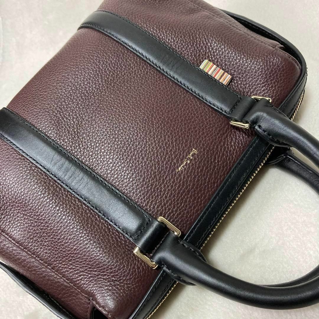 【良品】Paul Smith ショルダーバッグ 2way レザー シボ革