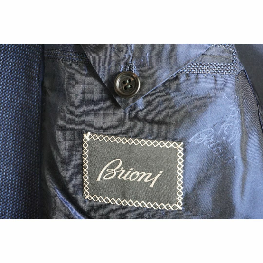 美品 ブリオーニ Brioni ジャケット ニット テーラード 芯なし シルク アウター メンズ イタリア製 S ネイビー