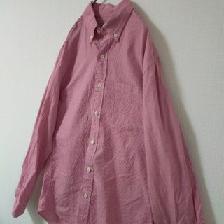 ジェイクルー(J.Crew)のJ.CREW ギンガムチェック長袖シャツ S レッド(Tシャツ/カットソー(七分/長袖))