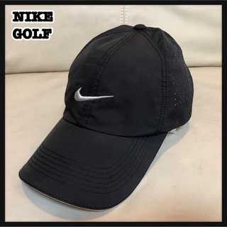 【ナイキゴルフ】帽子　キャップ　刺繍　ワンポイント　黒　スウォッシュロゴ