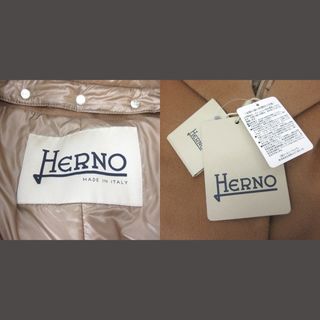 HERNO - タグ付き 中綿 チェスターコート ドッキング ウール キャメル