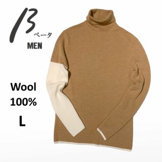 メンズ】毛100%☆ベータメン L タートルネック 長袖セーター キャメル ... 【メンズ】毛100%★ベータメン L タートルネック 長袖セーター キャメル