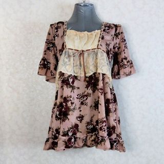 アクシーズファム(axes femme)の★axes femme 花柄　レース　トップス　淡ピンク(カットソー(半袖/袖なし))