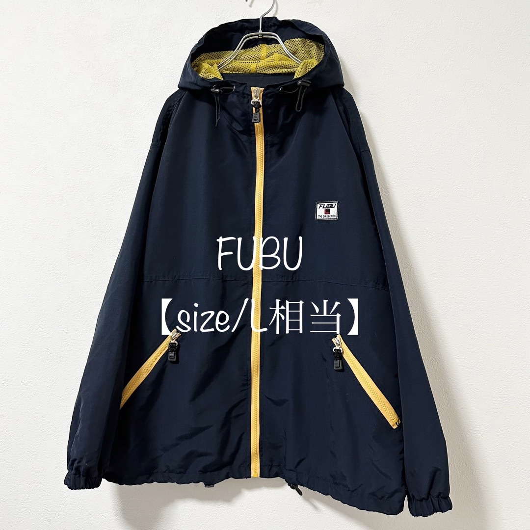 FUBU(フブ)のFUBU/フブ★ジップパーカー★フードジャケット★ブルゾン★ネイビー/紺黄白★L メンズのジャケット/アウター(ブルゾン)の商品写真