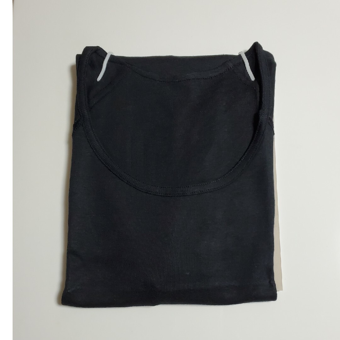 片倉工業　ケアコットン　フレンチ袖インナー　ブラック綿100% M レディースの下着/アンダーウェア(アンダーシャツ/防寒インナー)の商品写真