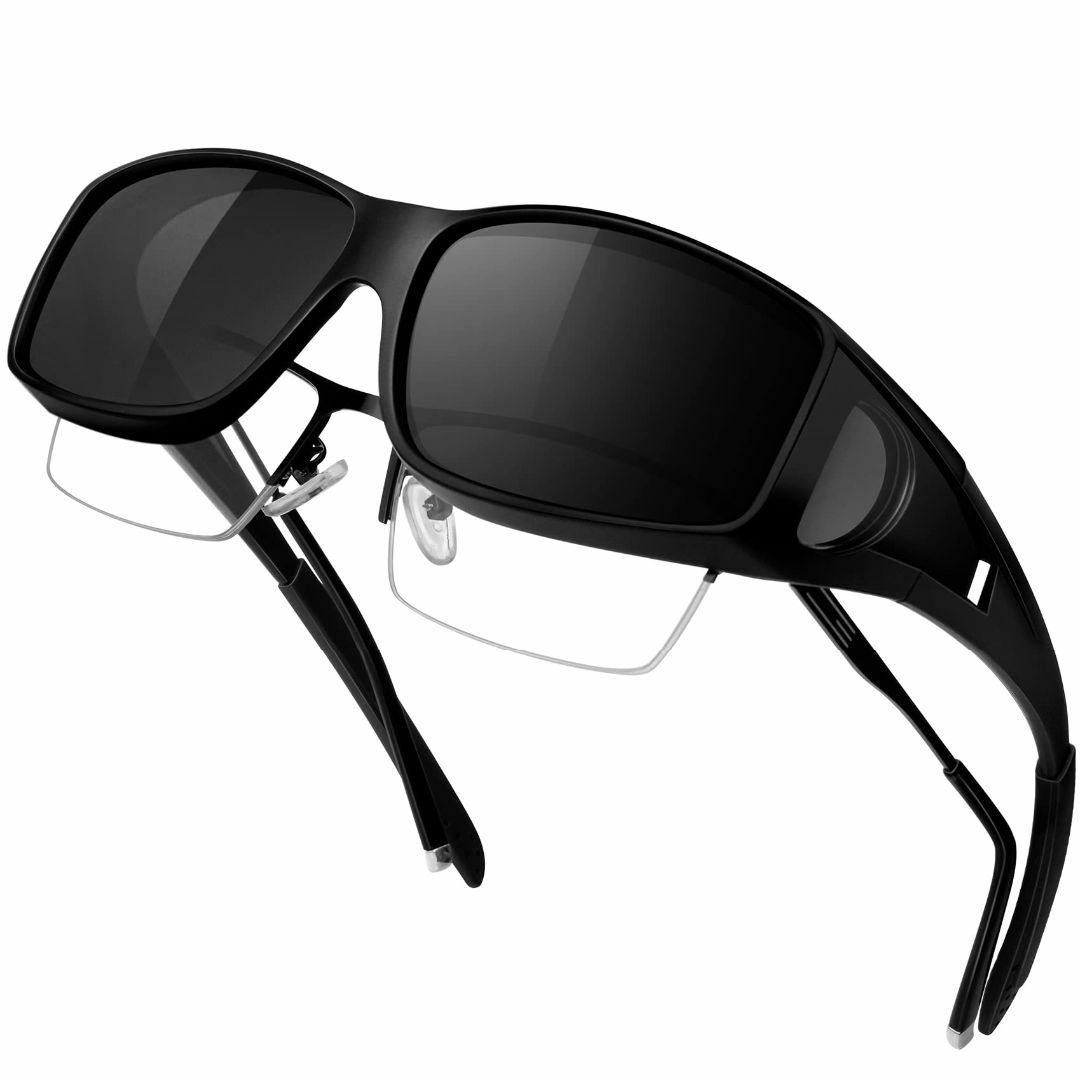 【色: 【A1】ブラック】KANASTAL オーバーサングラス メガネの上から掛