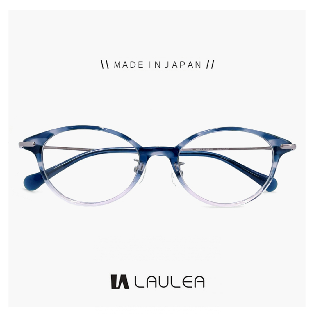 レディース 日本製 鯖江 メガネ laulea 眼鏡 la4043 blh ラウレア チタン オーバル ウェリントン 型 フレーム MADE IN JAPAN ブルー 青色 カラー