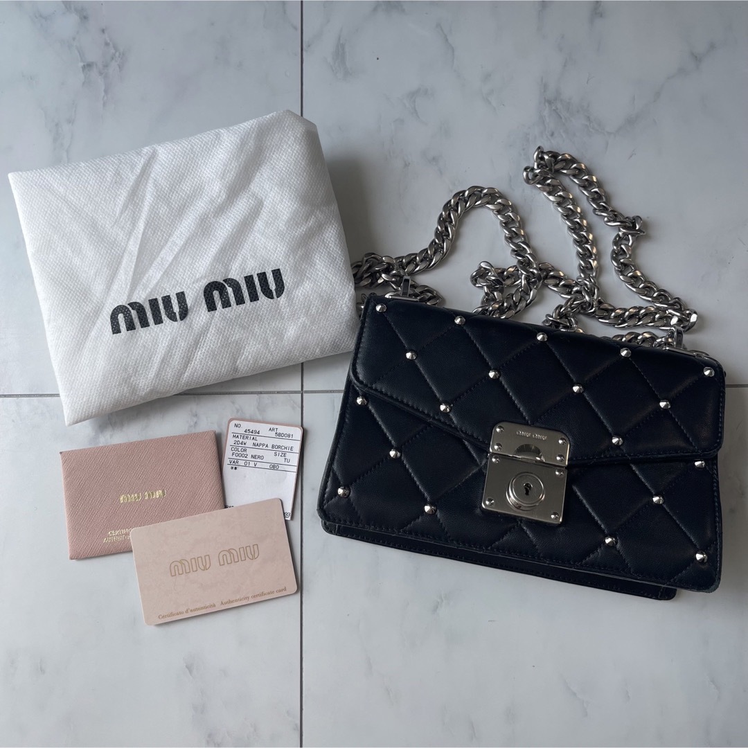 miumiu - MIU MIU ショルダーバッグ 黒 ブラック レザー チェーンの