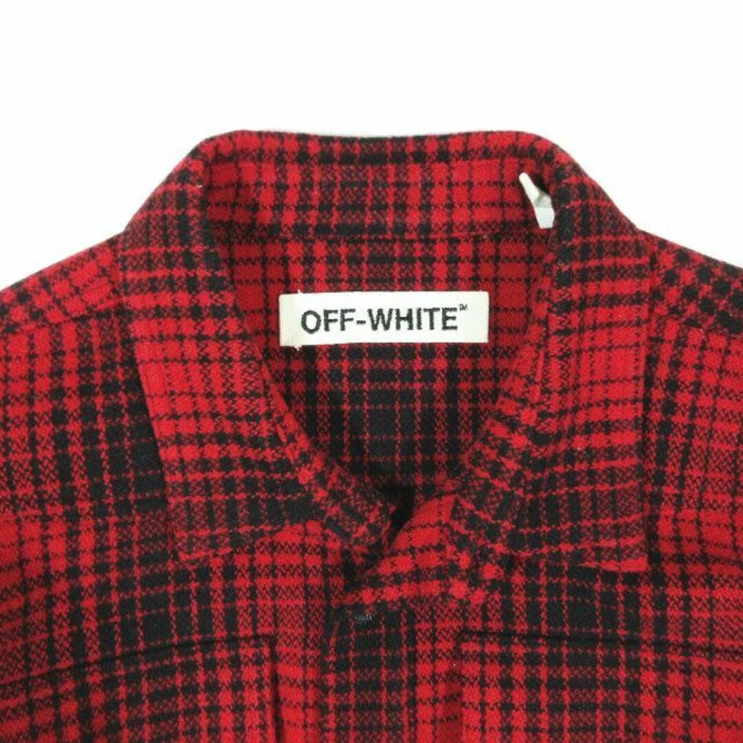 OFF-WHITE - オフホワイト バイアスロゴ バックプリント ネルシャツ