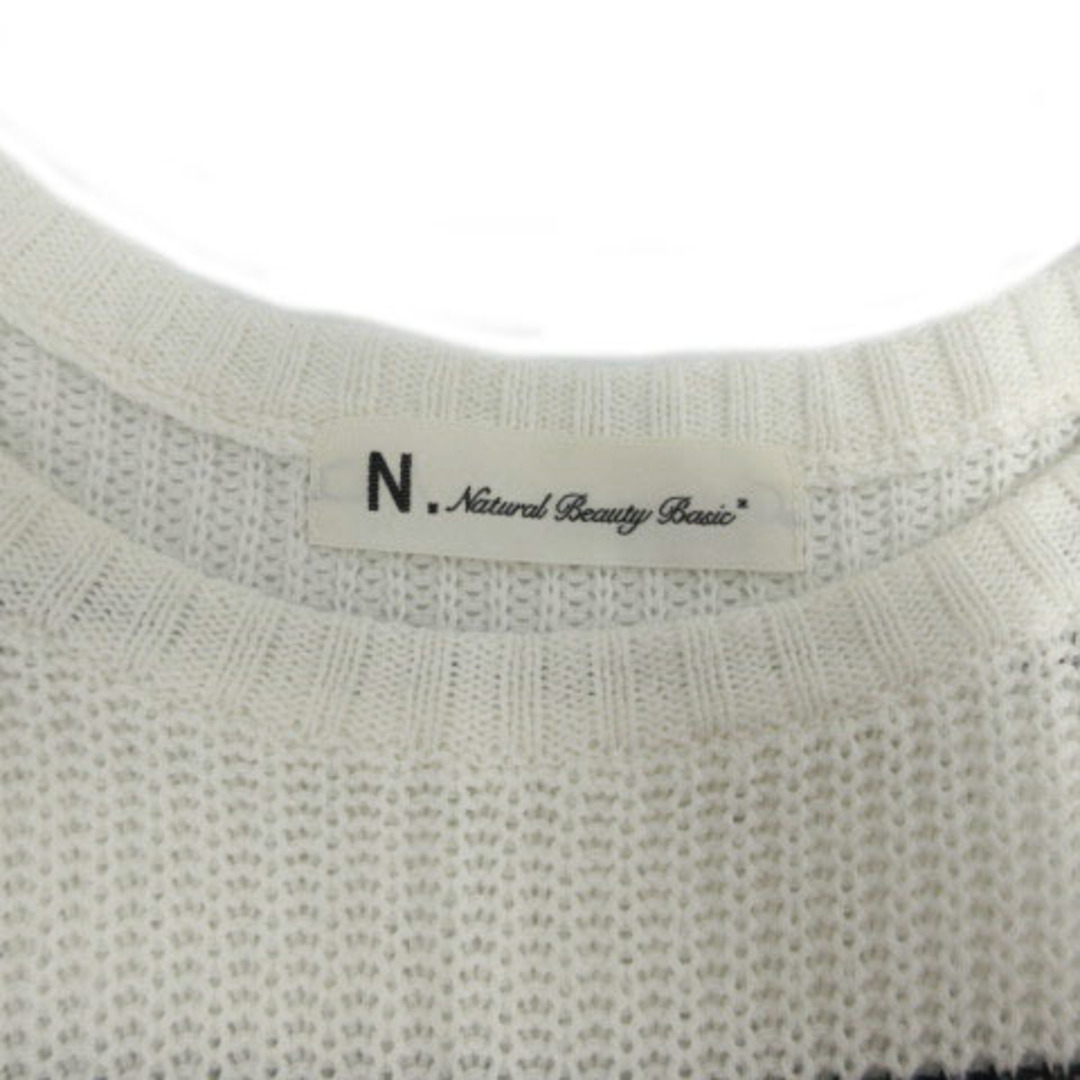 N.Natural beauty basic(エヌナチュラルビューティーベーシック)のN.Natural Beauty Basic ニット  ボーダー オフ白 紺 M レディースのトップス(ニット/セーター)の商品写真