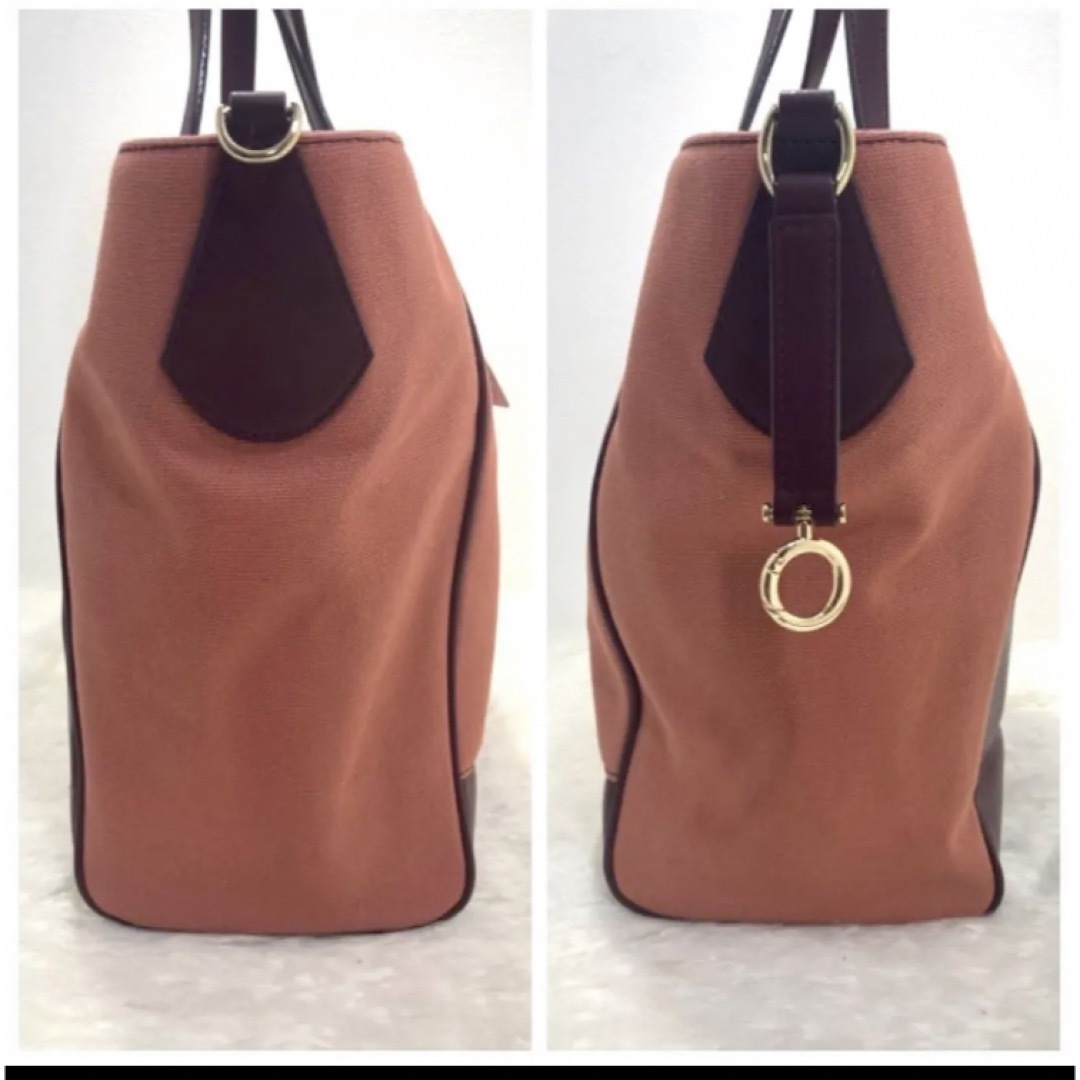 タグ付新品✨CHARLES & KEITH キャバス レザートートバッグ A4可 2