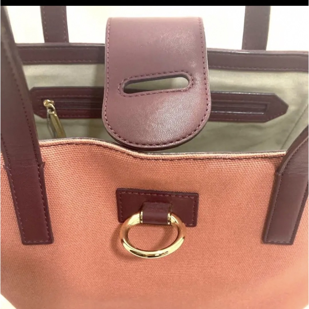 タグ付新品✨CHARLES & KEITH キャバス レザートートバッグ A4可 4