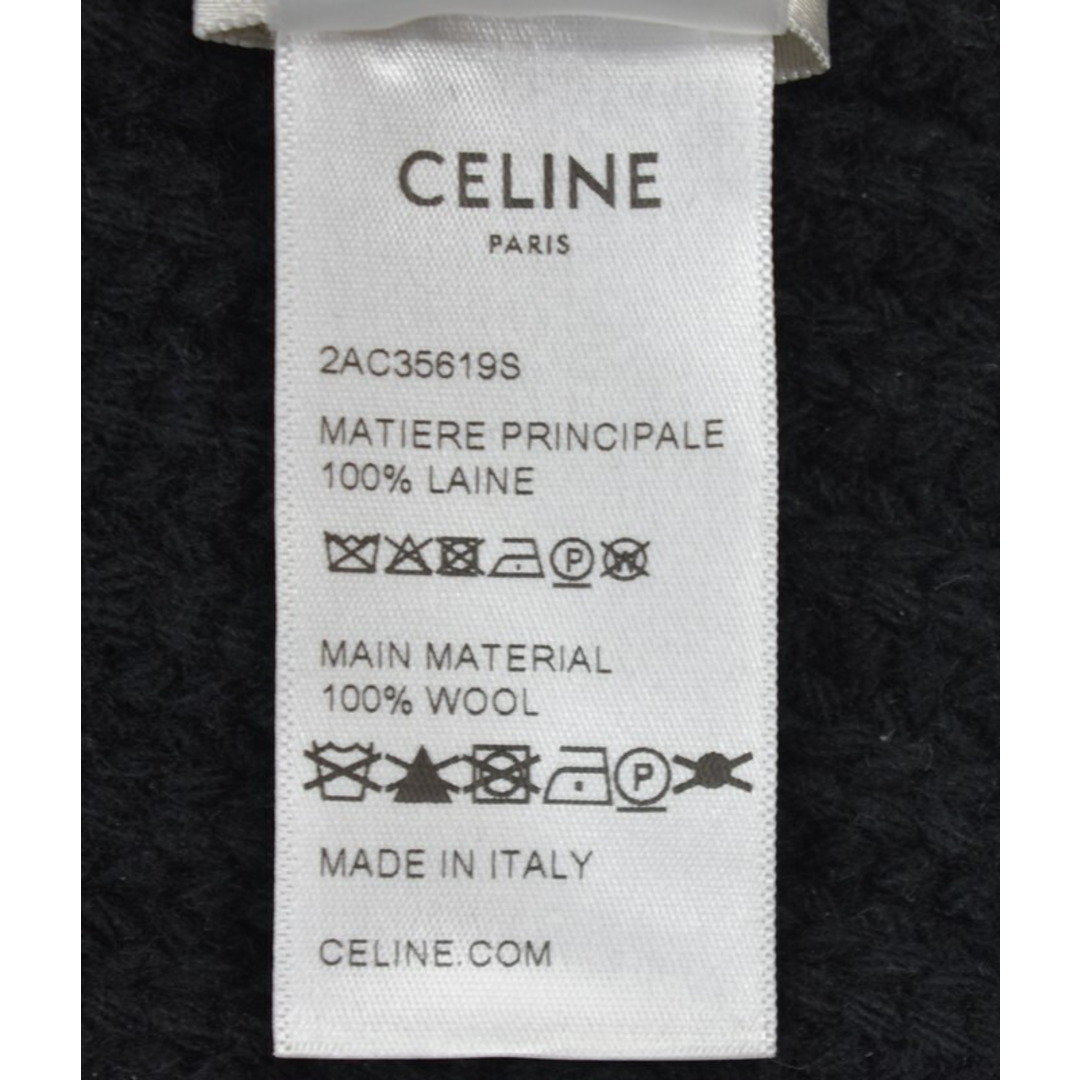 CELINE/セリーヌ　22AW　ロゴパッチリブ編みウールニットマフラー　2AC35619S　カラー：ブラック【USED】【230612】【yast】