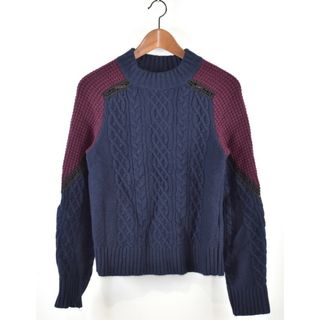 サカイ(sacai)のsacai/サカイ　16AW　バイカラーケーブルニット　16-02786　サイズ：2　カラー：ワイン/ネイビー【中古】【古着】【USED】【221126】【yast】(ニット/セーター)