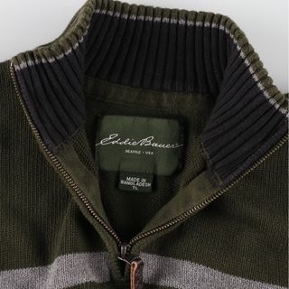 エディーバウアー Eddie Bauer 切替 コットンニットハーフジップセーター メンズM /eaa373444