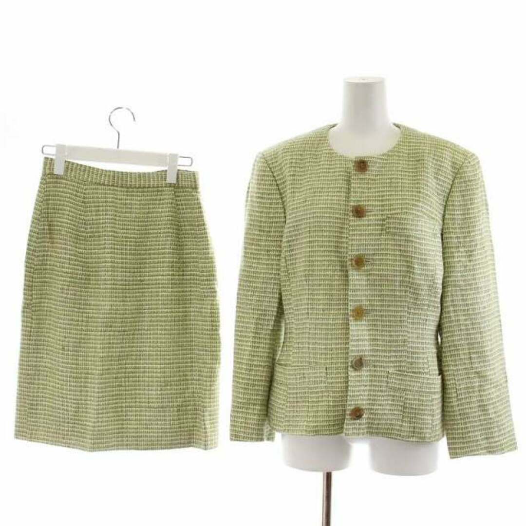 トキオクマガイ ヴィンテージ セットアップ ジャケット スカート 絹 緑 白