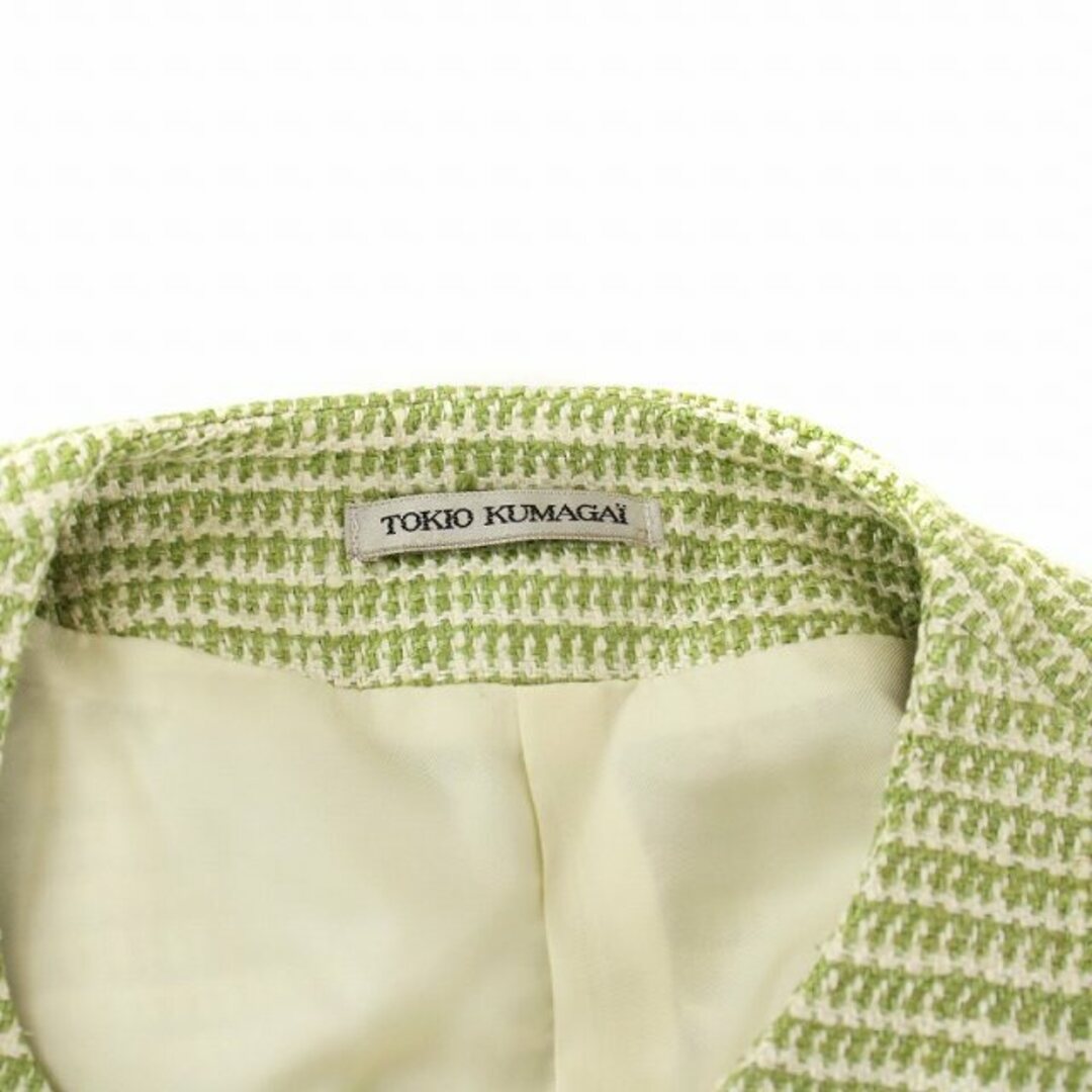 トキオクマガイ ヴィンテージ セットアップ ジャケット スカート 絹 緑 白 6