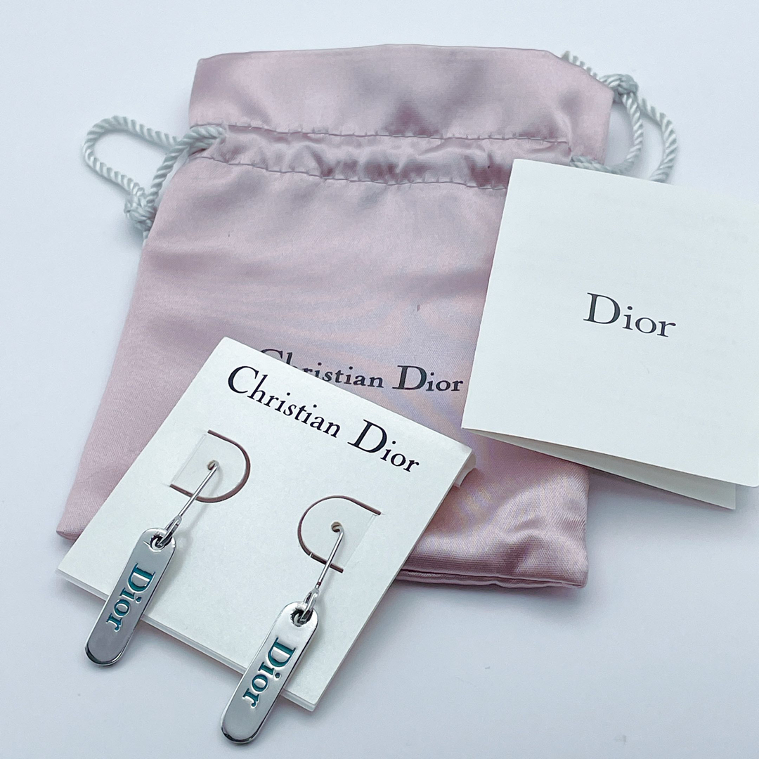 【極美品】Christian Dior ピアス　フック　シルバー　ロゴ