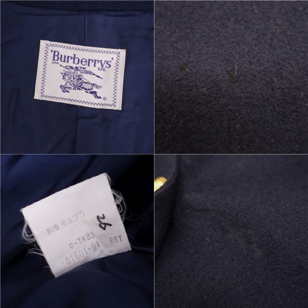 Vintage バーバリー Burberrys コート ダブルブレスト 金ボタン ウール アウター レディース 9ARM相当 ネイビー