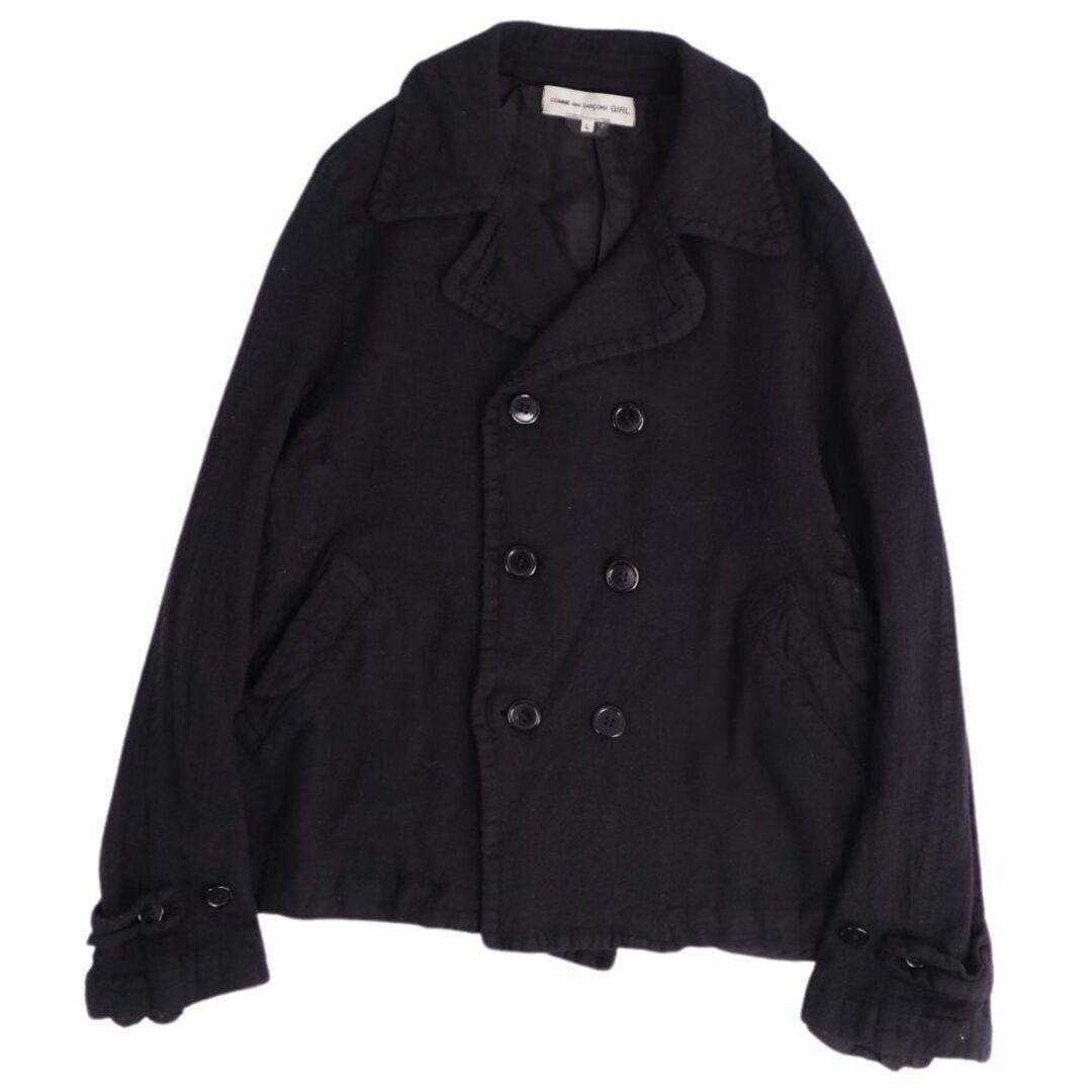 美品 コムデギャルソン COMME des GARCONS GIRL ジャケット ダブルブレスト ウール 無地 アウター レディース L ブラック |  フリマアプリ ラクマ