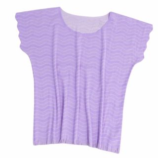 プリーツプリーズイッセイミヤケ(PLEATS PLEASE ISSEY MIYAKE)の美品 プリーツプリーズ イッセイミヤケ PLEATS PLEASE A.POC Tシャツ カットソー ナイロン 無地 トップス レディース 3(L相当) パープル(Tシャツ(半袖/袖なし))