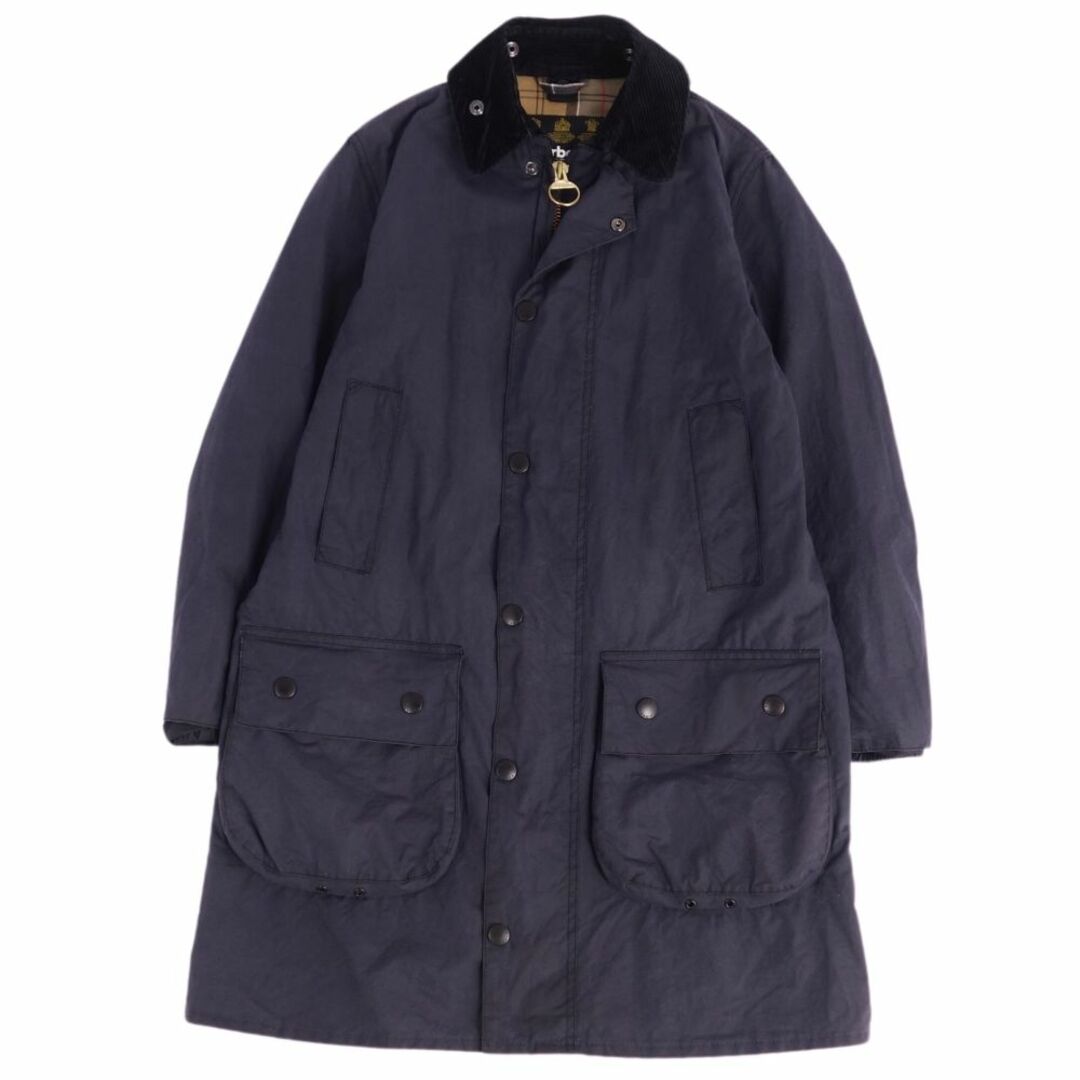 バブアー Barbour コート SL BORDER ボーダー WAXED COTTON オイルドコットン ジップアップ アウター メンズ イングランド製 34(S相当) ネイビーのサムネイル