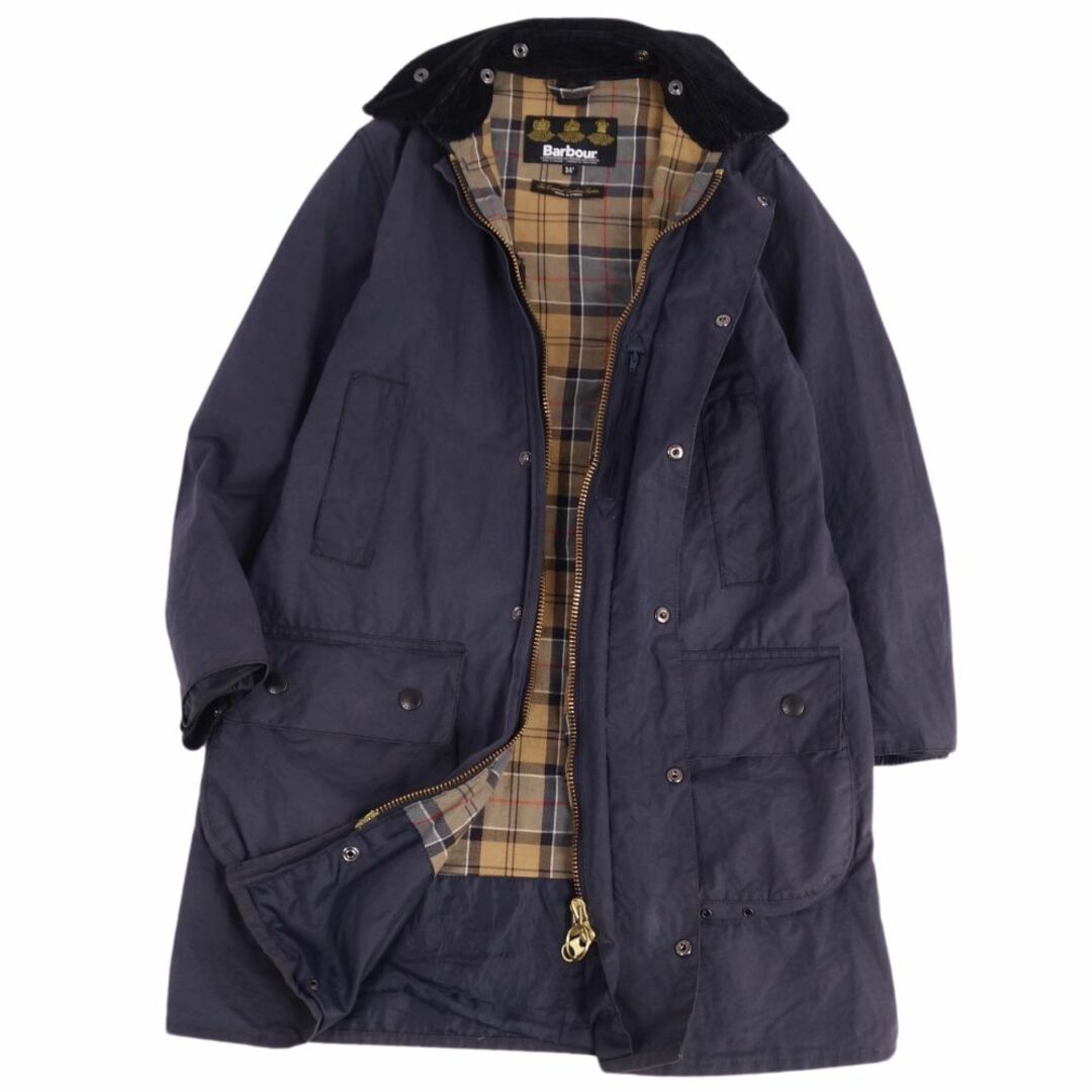 バブアー Barbour コート SL BORDER ボーダー WAXED COTTON オイルドコットン ジップアップ アウター メンズ イングランド製 34(S相当) ネイビー バブアー Barbour コート SL BORDER ボーダー WAXED COTTON オイルドコットン ジップアップ アウター メンズ イングランド製 34(S相当) ネイビー