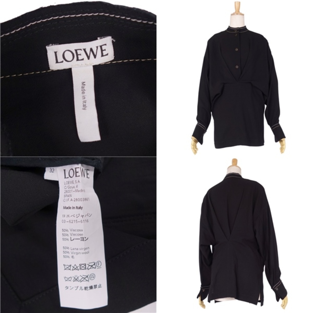 美品 ロエベ LOEWE シャツ ブラウス ロングスリーブ プル