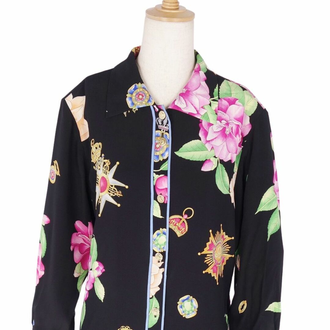 レオナール LEONARD FASHION シャツ ブラウス ロングスリーブ 花柄 シルク100% トップス レディース 9R(M相当) マルチカラー