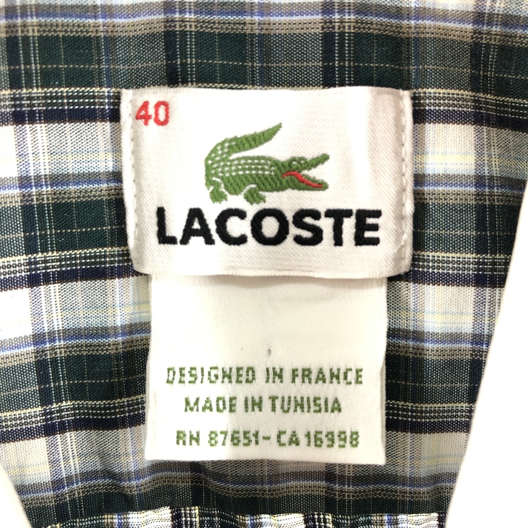 ラコステ LACOSTE チェック柄 長袖 ボタンダウンチェックシャツ メンズL /eaa373622