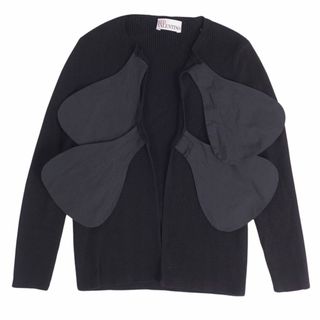 美品 レッド ヴァレンティノ RED VALENTINO ニット ボタンレス ロングスリーブ コットン トップス レディース XS ブラック(ニット/セーター)