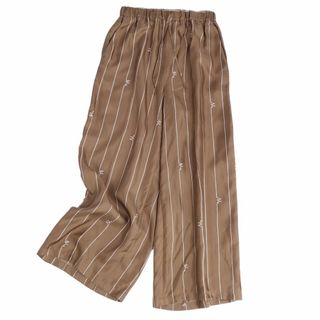 マックスマーラ(Max Mara)の美品 マックスマーラ Max Mara パンツ ワイドパンツ ロングパンツ ストライプ シルク100％ ボトムス レディース 36(S相当) ブラウン(その他)