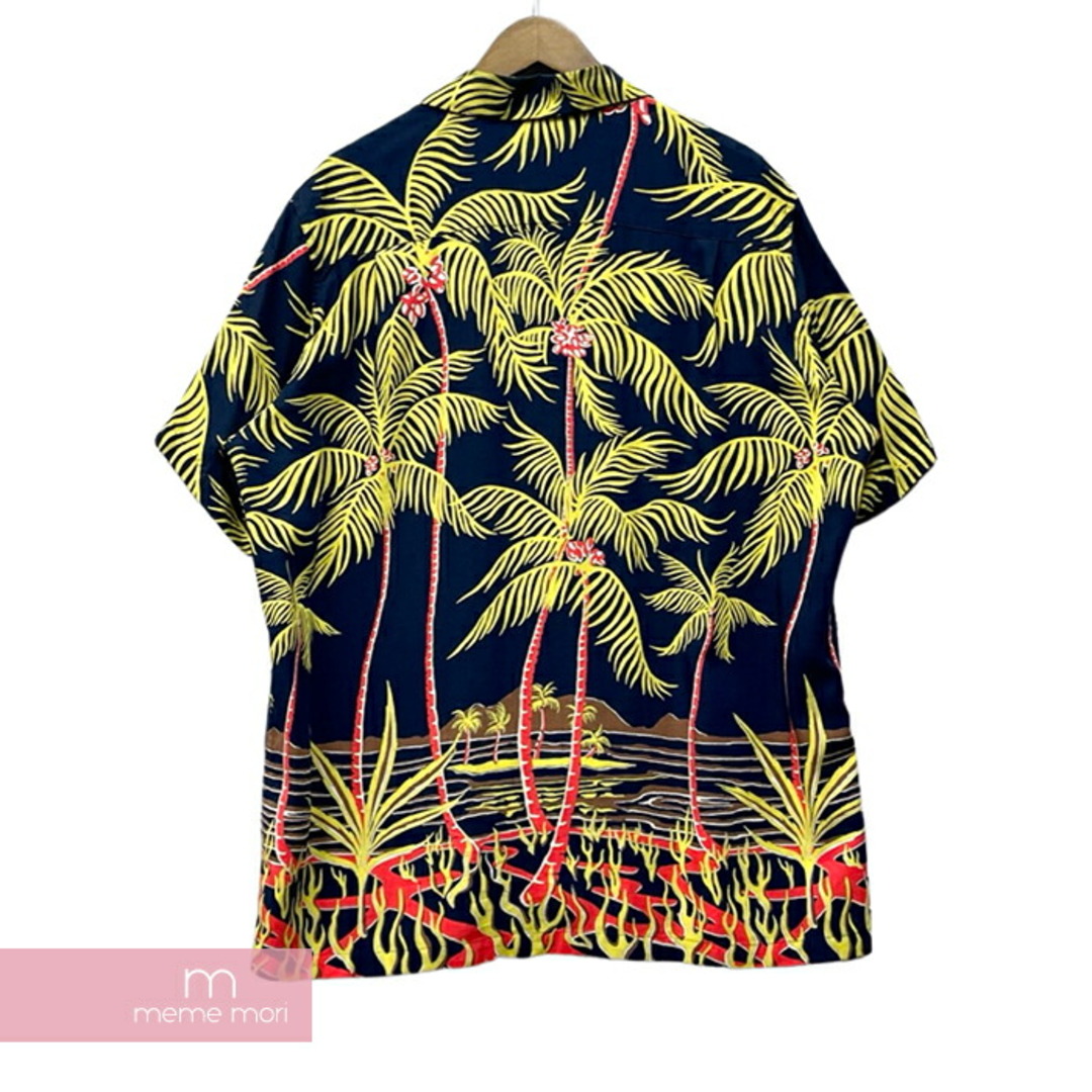 WACKO MARIA 2018SS Palms Tree S/S Hawaiian Shirt ワコマリア パームツリーショートスリーブハワイアンシャツ アロハ 半袖 オープンカラー ヤシの木 総柄 ネイビー サイズL【230921】【-A】【me04】 1