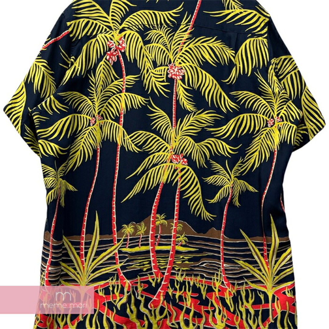 WACKO MARIA 2018SS Palms Tree S/S Hawaiian Shirt ワコマリア パームツリーショートスリーブハワイアンシャツ アロハ 半袖 オープンカラー ヤシの木 総柄 ネイビー サイズL【230921】【-A】【me04】 3