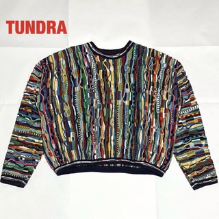 【希少】TUNDRA　ツンドラ　3Dニット　クレイジーパターン　個性的　90s(ニット/セーター)