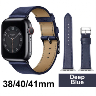 アップルウォッチ(Apple Watch)のApple Watch バンド 合皮 38/40/41mm ディープブルー(レザーベルト)