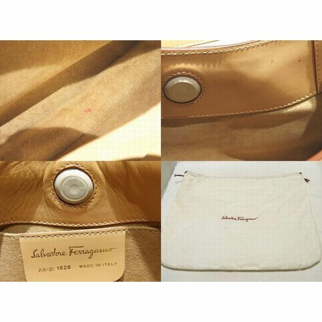 美品 フェラガモ ワンハンドル ハンドバッグ ☆ スエード ▼ グリーン系 セミショルダーバッグ ガンチーニ金具 Salvatore Ferragamo 5G5I