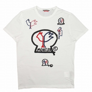 モンクレール(MONCLER)の18aw モンクレール デカロゴ プリント Tシャツ クルーネック 半袖 S 白(Tシャツ/カットソー(半袖/袖なし))