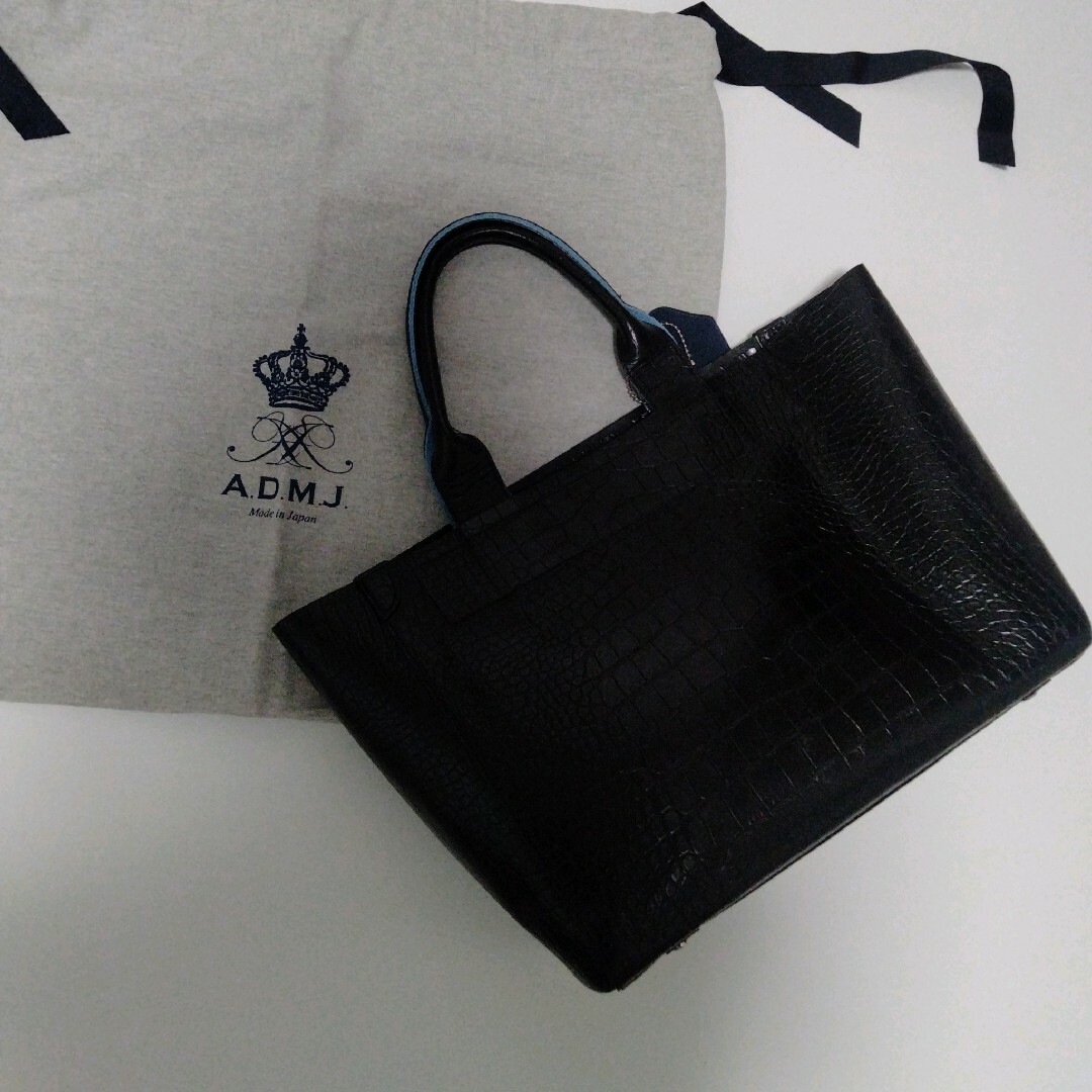 高級感】【極美品】ADMJ クロコ型押し トートバッグ ブラック A.D.M.