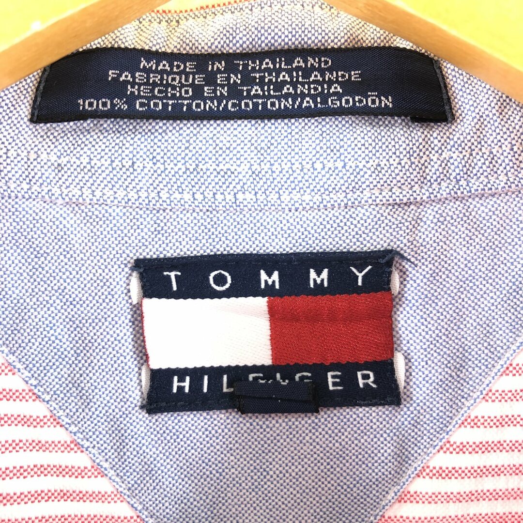 TOMMY HILFIGER(トミーヒルフィガー)の古着 90年代 トミーヒルフィガー TOMMY HILFIGER ストライプ柄 オックスフォード 長袖 ボタンダウンストライプシャツ メンズXL ヴィンテージ /eaa373607 メンズのトップス(シャツ)の商品写真