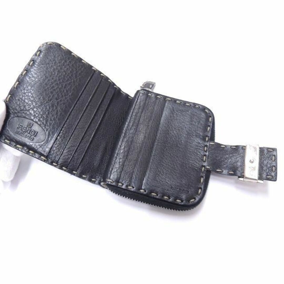 フェンディ 財布 ■ セレリア コンパクト ウォレット レザー 黒 ブラック レディース FENDI □5I