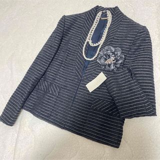 13号 LL XL ワンピーススーツ ツイードノーカラージャケット タグ付き ... 13号 LL XL ワンピーススーツ ツイードノーカラージャケット タグ付き