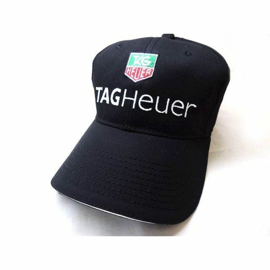 美品 タグホイヤー TAGHEUER □ キャップ メンズ ロゴ 黒 ブラック
