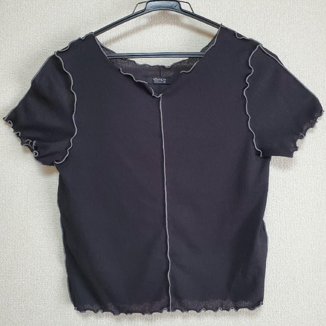 しまむら(シマムラ)のシアーTシャツ シアートップス 黒 レディースのトップス(Tシャツ(半袖/袖なし))の商品写真